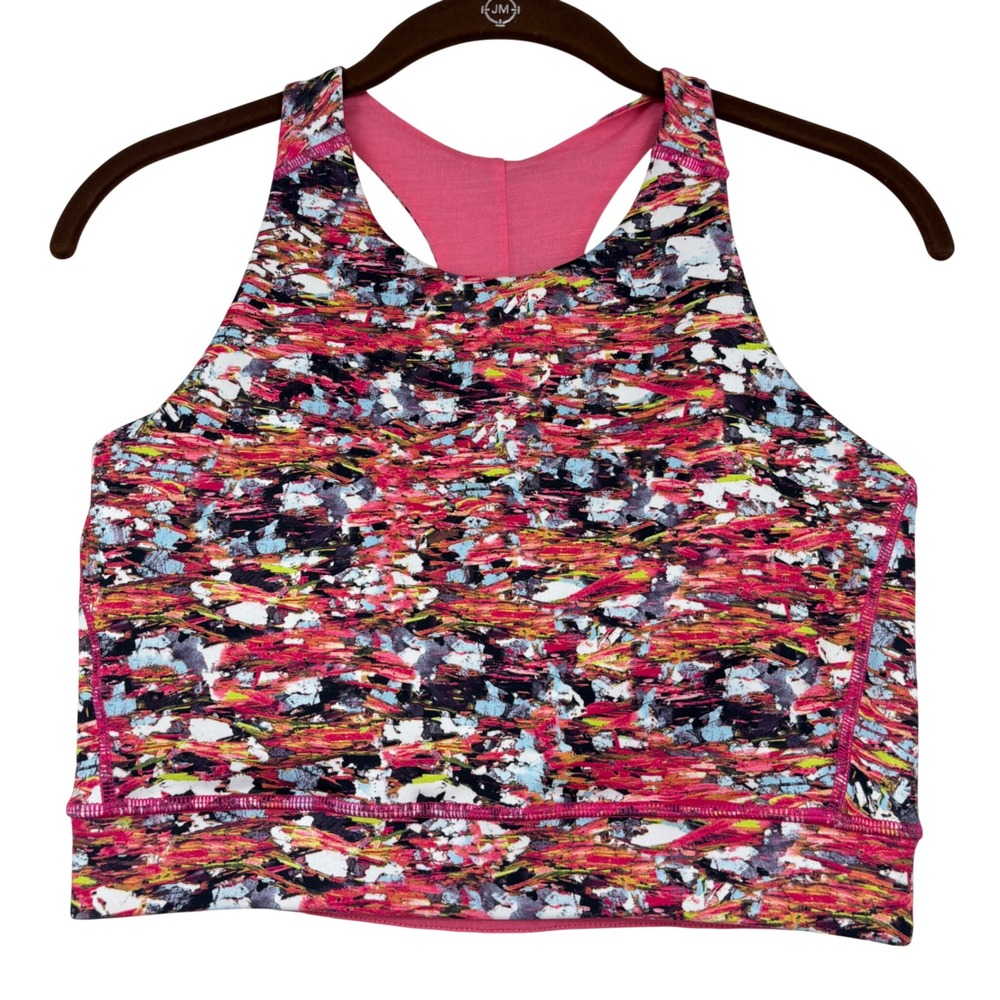 Smartwool Intraknit Merino Sport Sports Bra Women Size M Pink Multi Abstract
